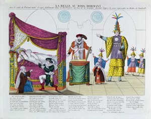 Opvoering van De Schone Slaapster naar het sprookje van Charles Perrault (1628-1703), in het Vaudeville Theater, Parijs, ca. 1820