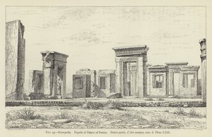 Persepolis, gevel van het paleis van Darius door French School