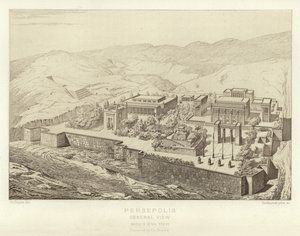 Persepolis, algemeen overzicht, vogelperspectief, gerestaureerd door Ch Chipiez door French School