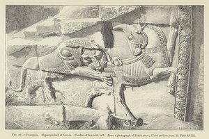 Persepolis, hypostyle hal van Xerxes, gevecht van leeuw met stier door French School