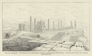 Persepolis, noordwestelijke zijde van het platform, Propylaea en Hypostyle Hal van Xerxes door French School