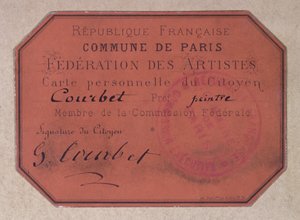 Persoonlijke kaart uitgegeven door de Parijse Federatie van Kunstenaars tijdens de Commune van Parijs en behorend tot Gustave Courbet, 1871 door French School
