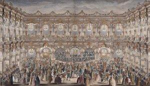 Perspectief Zicht op de Balzaal, gebouwd in de Binnenplaats van het Stadhuis door French School