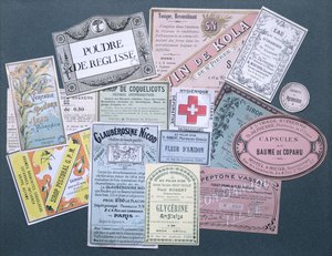 Farmaceutische etiketten, eind negentiende en begin twintigste eeuw
