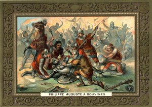 Philippe Auguste in Bouvines in 1214. 19e-eeuwse chromolithografie Coll. Bianchetti
