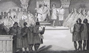 Philippe IV (1268-1314) le Bel herenigt de Staten-Generaal in het Louvre, uit 