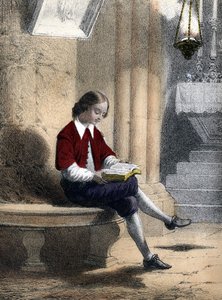 Pierre Gassendi (1592 - 1655): zittend onder de lamp die aan het gewelf (van de kerk) hangt, begon hij te lezen - in 