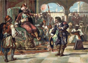 Pierre Porcon de La Barbinais, fregatkapitein, werd gevangengenomen door de dey van Algiers. Hij stuurde hem om te onderhandelen met koning Lodewijk XIV over de behandeling van Franse gevangenen in Algerije en de vredesakkoorden. door French School