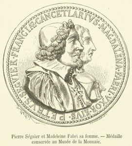 Pierre Seguier en Madeleine Fabri zijn vrouw, medaille bewaard in het Muntmuseum door French School