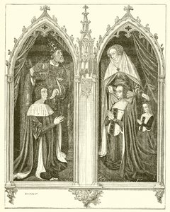 Pierre de Bourbon en Anne de Beaujeu, zijn vrouw door French School