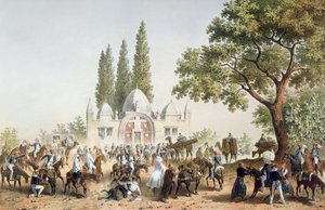 Pelgrims rusten in Jaffa bij de Fontein van Sabil Abu Nabut