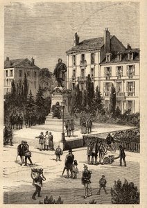 Place Thiers - centrum van de stad Nancy, in het departement Meurthe-et-Moselle, in de regio Lotharingen - gravure in 