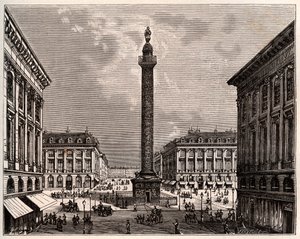 Place Vendome in Parijs in de 19e eeuw - gravure in 