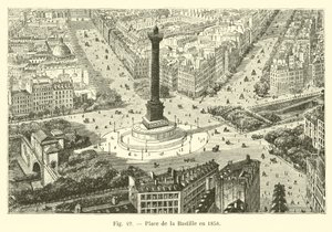 Plein van de Bastille in 1858 door French School