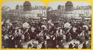Place de la Bastille, de hambeurs, Parijs, stereoscopisch beeld, c.1860