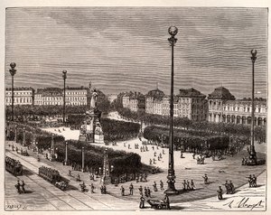 Place de la Republique in Parijs - gravure in 