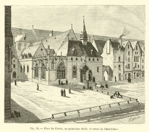 Place du Parvis, in de vijftiende eeuw, en ingang van het Hotel-Dieu door French School