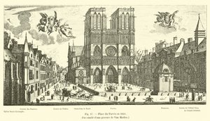 Place du Parvis in 1650, Facsimile van een gravure van Van Merlen door French School