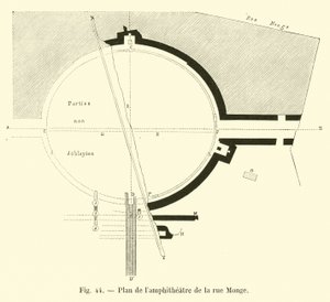 Plattegrond van het amfitheater van de Rue Monge