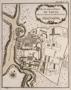 Plattegrond van Lopburi, 1751 door French School