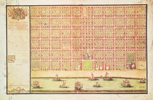 Plan van New Orleans, 1738 door French School