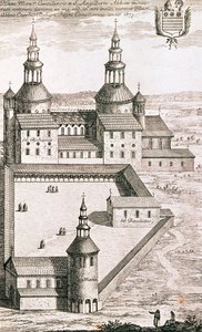 Plattegrond van de Benedictijnerabdij van Saint-Riquier in 1673 door French School