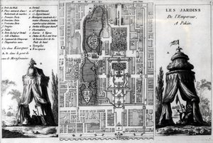 Plan van de tuinen van de keizer van Peking, uit Jardins Anglo-Chinois a la Mode, door George Louis le Rouge, gepubliceerd c.1776-78 door French School