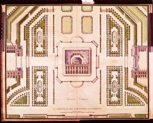 Plan van de Grand Terrasse van het Château de Marly, 1714 door French School