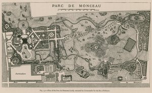 Plan van het Parc de Monceau (1718), uitgevoerd door Carmontelle voor de Hertog van Orléans door French School