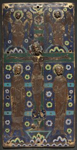 Plaquette van een boekomslag met de kruisiging, begin 1200s