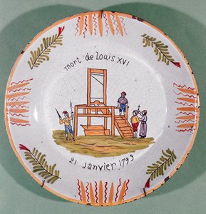 Bord met Frans Revolutionair motief ter herdenking van de executie van Lodewijk XVI op 21 januari 1793
