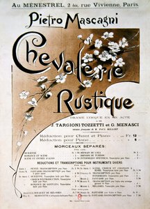 Affiche voor de opera Chevalerie Rustique van Pietro Mascagni door French School