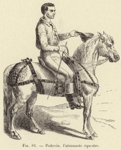 Poitevin, de ruiter-aeronaut (gravure) door French School