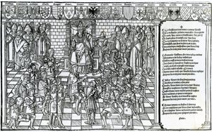 Paus Urbanus II voorzit de Raad van Clermont in 1095