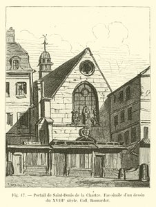 Portaal van Saint-Denis de la Chartre, facsimile van een tekening uit de 18e eeuw, Collectie Bonnardot