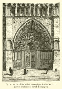 Middenportaal, gerangschikt door Soufflot in 1771, Tekening verstrekt door M. Boulanger door French School