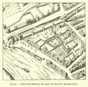 Porte Saint-Bernard, facsimile van het plan van F Quesnel, 1608 door French School