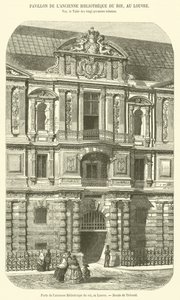 Poort van de oude Koninklijke Bibliotheek, in het Louvre door French School