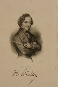 Portret en handtekening van Hector Berlioz (1803-69)