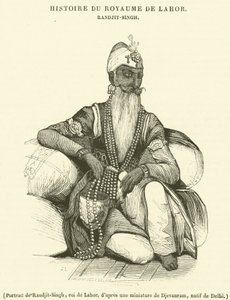 Portret van Randjit-Singh, koning van Lahor (gravure)