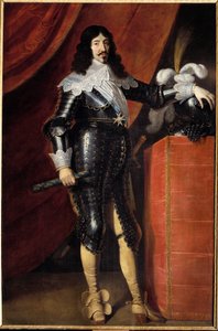 Portret van Lodewijk XIII (1601-1643) in harnas. Schilderij van de Franse School van de 17e eeuw. Musee du chateau de Chambord door French School