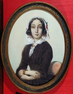 Portretminiatuur van George Sand (1804-76) c.1840 door French School