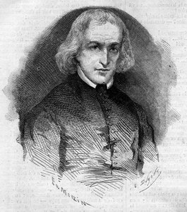 Portret van Abbe Charles Eleonore Dufriche Desgenettes (1780-1860), pastoor van de kerk van Notre Dame des Victoires in Parijs. Gravure in 