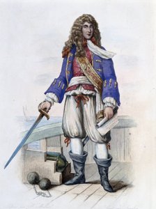 Portret van Admiraal Anne Hilarion de Costentin (Cotentin), Graaf van Tourville (1642-1701) - in "Le Plutarque francais", door Mennechet, Parijs door French School