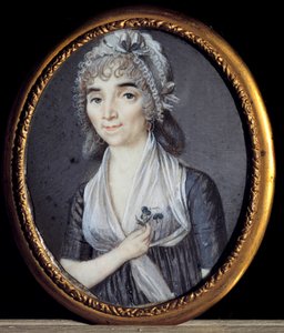 Portret van Albertine Marat, zus van Jean-Paul Marat. Anonieme Franse miniatuur door French School
