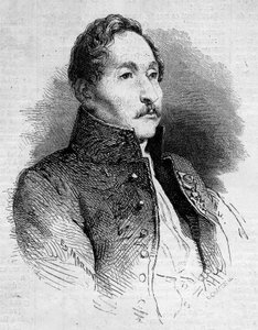 Portret van Alexandre Denis Abel de Pujol (1787-1861), Franse schilder. Gravure in 