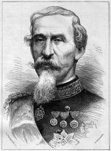 Portret van Alfonso Ferrero de La Marmora (Lamarmora) (1804 - 1878) generaal en Italiaans politicus. Gravure in 