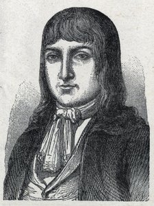Portret van Amateur Jérôme Le Bras des Forges, ridder van Boishardy, chef chouan van de Franse revolutie. Gravure van 1889. Privécollectie. door French School
