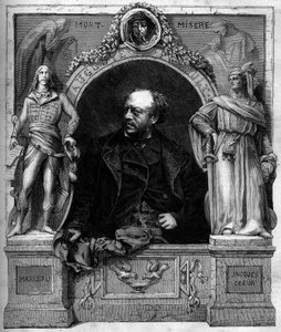 Portret van Antoine Augustin Préault (1809-1879), Franse beeldhouwer. Gravure in 