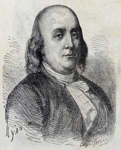 Portret van Benjamin Franklin (1706 - 1790), Amerikaanse politicus, memoireschrijver, pamflettist en natuurkundige - in 